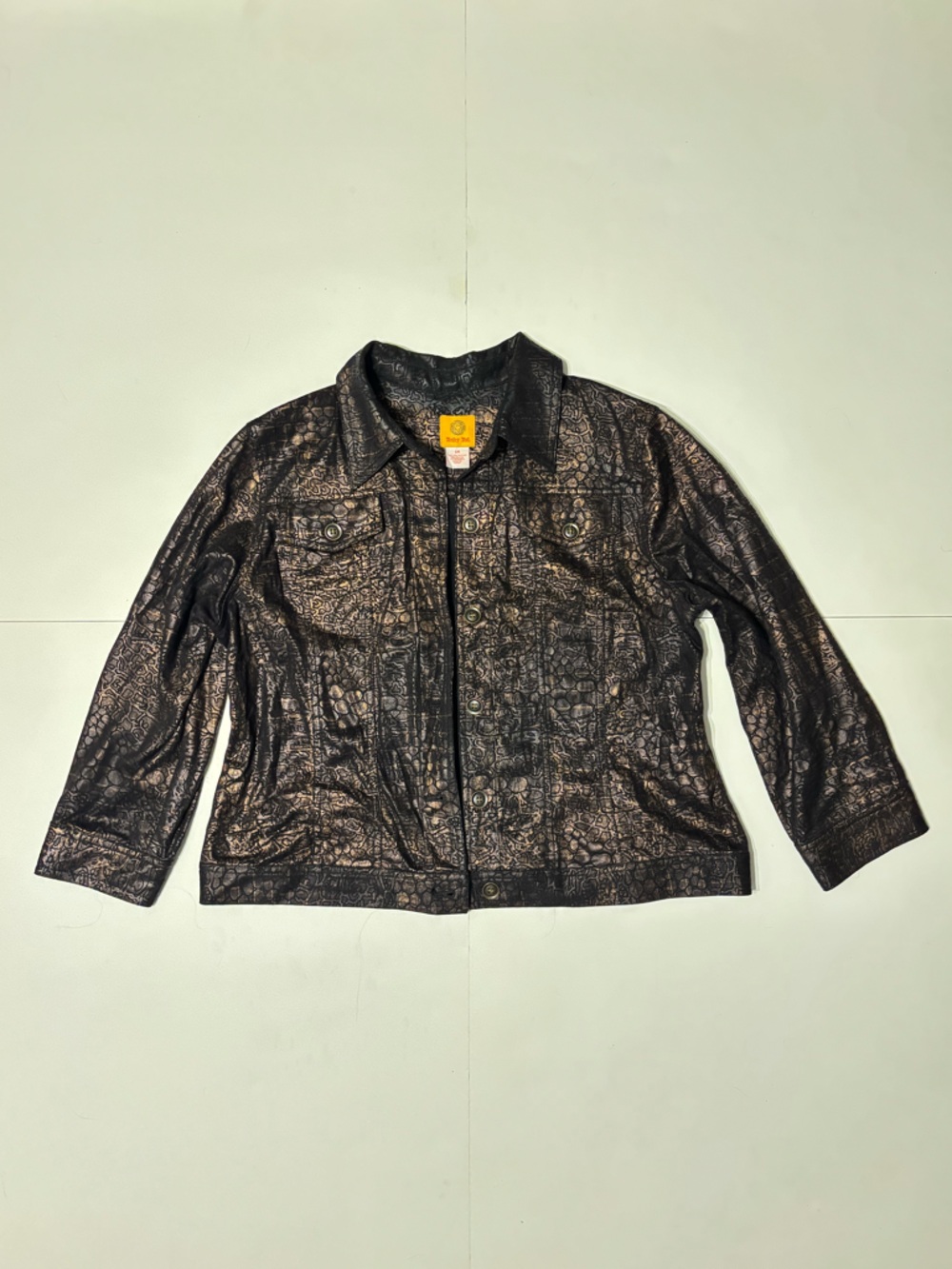 Ruby Rd. Metallic Black Cropped Utility Jacket